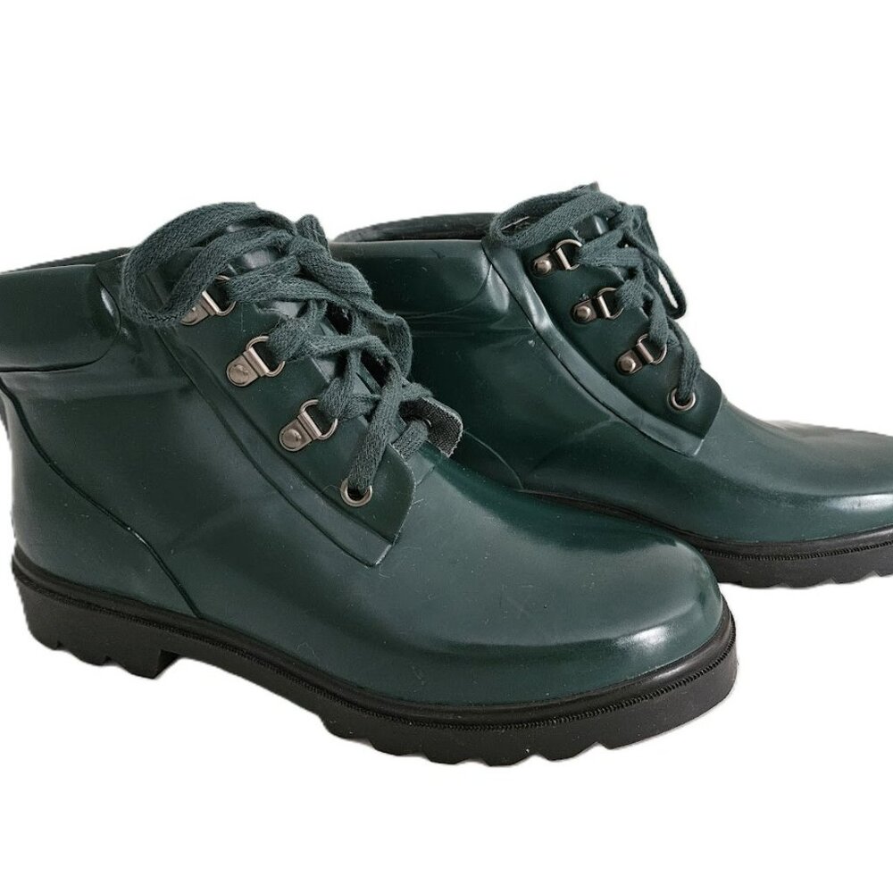 Woodstock Green Rubber Rain Boots Steel Shank Size 10